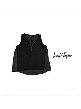 LORD & TAYLOR Black Sleeveless Mixed Media Blouse ~ 3X